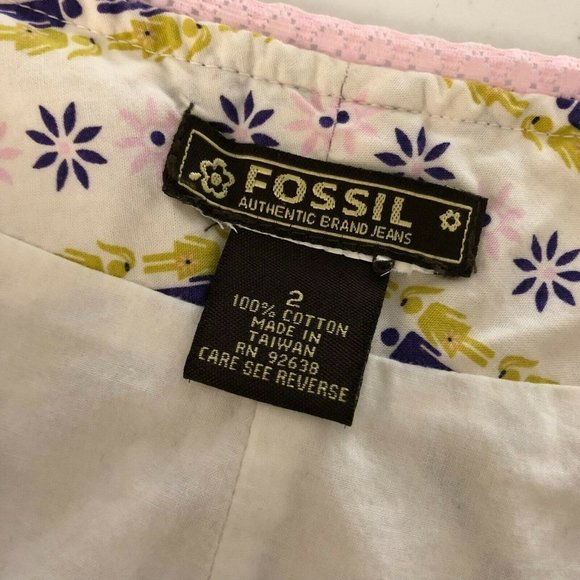 Fossil Skirt A Line Novelty Print Floral Figures A Line Purple Yellow Ivory 2 - Picture 3 of 4